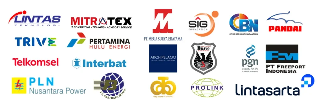Logo perusahaan yang pernah menjalankan program outbound dan team building bersama First Outbound, di antaranya Pertamina Hulu Energi, Telkomsel, PLN Nusantara Power, Freeport Indonesia, Lintasarta, SIG Foundation, dan Archipelago